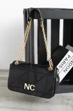 Bandolera tapa Noco piel vegana bordado Negra