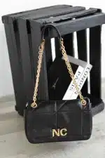 Bandolera tapa Noco piel vegana bordado Negra - Imagen 2