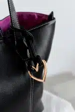 Bolso shopper Noco pespuntes corazón Negro - Imagen 2