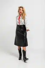 Camisa Lolina lazada estampada blanco y negro - Imagen 2