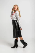 Camisa Lolina lazada estampada blanco y negro - Imagen 4