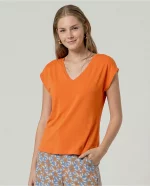 Camiseta surkana cuello pico Naranja