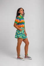 Falda Lolina verde de flores - Imagen 3