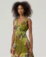 Vestido Surkana estampado Verde - Imagen 4