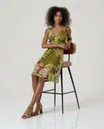 Vestido Surkana estampado Verde - Imagen 3