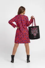 Bolso tote de punto jacquard de Lolina estilo Youre gonna hear me roar en Girasol Murcia