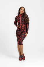 Falda midi ajustada de neopreno de Lolina estilo Rock and Roll en Girasol Murcia