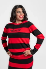 Diseño frontal del jersey de cuello redondo con canalé Lolina